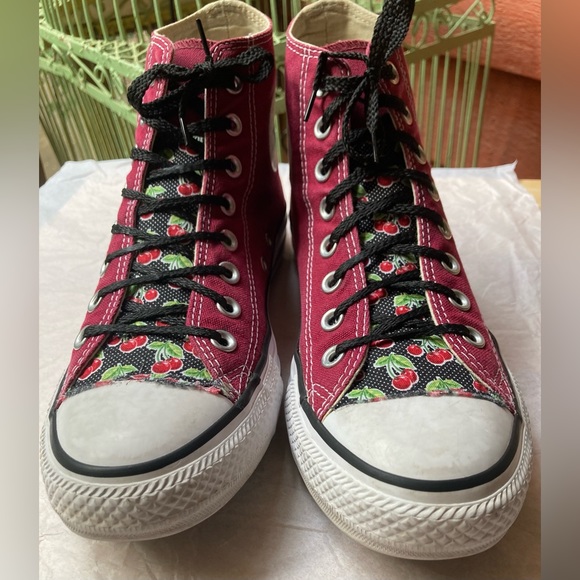 Converse Chuck Taylor All Star Classic High Top Upcycled Cherry Women 9 Men 7 - Picture 2 of 14